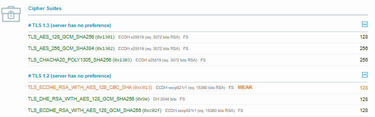 TLS 1.2 and TLS 1.3 cipher suites