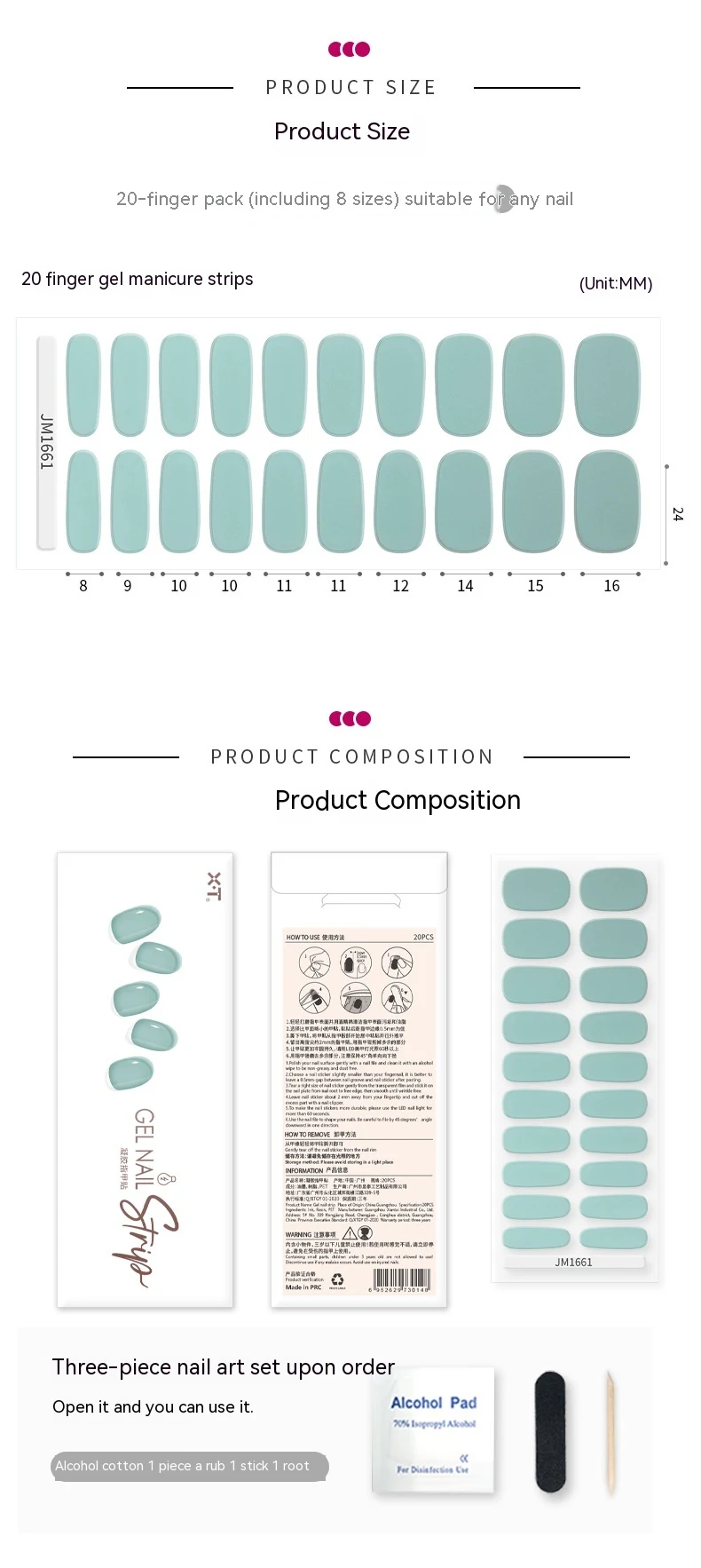 Title 1, Autocollants pour ongles en gel semi-cuits, imp...