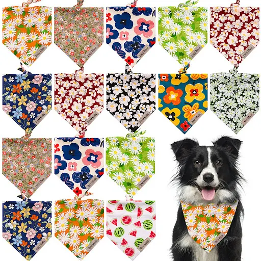 10/20pcs Pet Dog Saliva Towel Pet Bibs Puppy Cat Neck Scarf Bandanas Adjustable Dogs Triangle Neckerchief Pet Accessorie