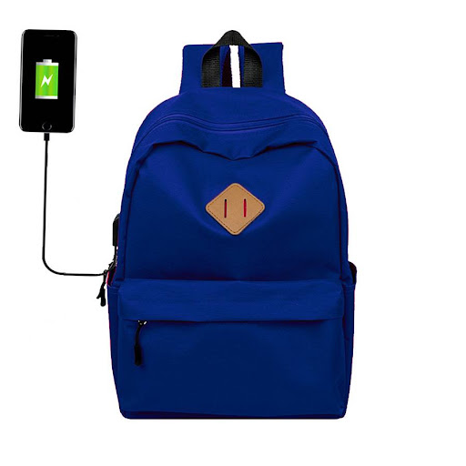 Title 9, Universal solid color USB backpack schoolbag. P...