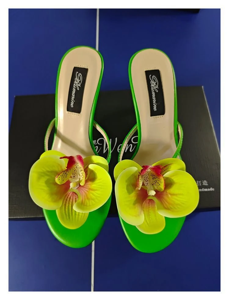 Title 14, Damen Sommer High Heel Pantoletten mit Blumen I...