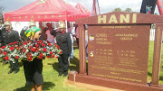 Limpho Hani lays wreath at the grave of her late husband Chris Hani. Image: PENWELL DLAMINI