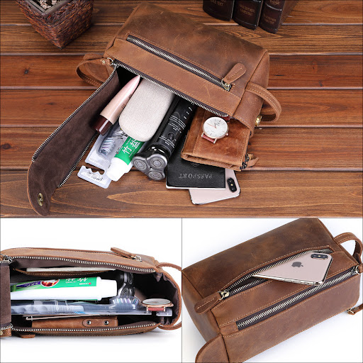 Title 1, Crazy Horse Leather Multifunctional Storage Bag...