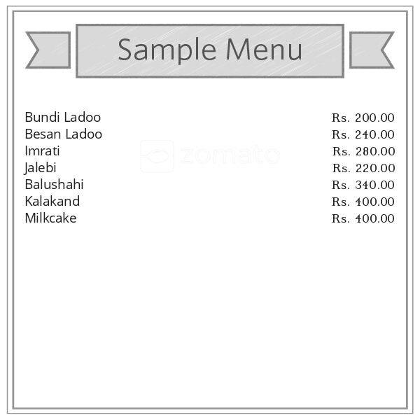 Jagdamba Sweet House menu 