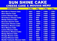 Sun Shine Cake menu 2