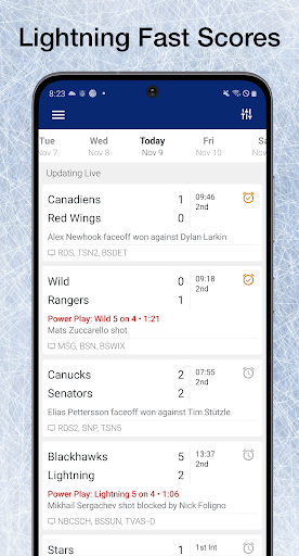 Screenshot Scores App: NHL Hockey Scores