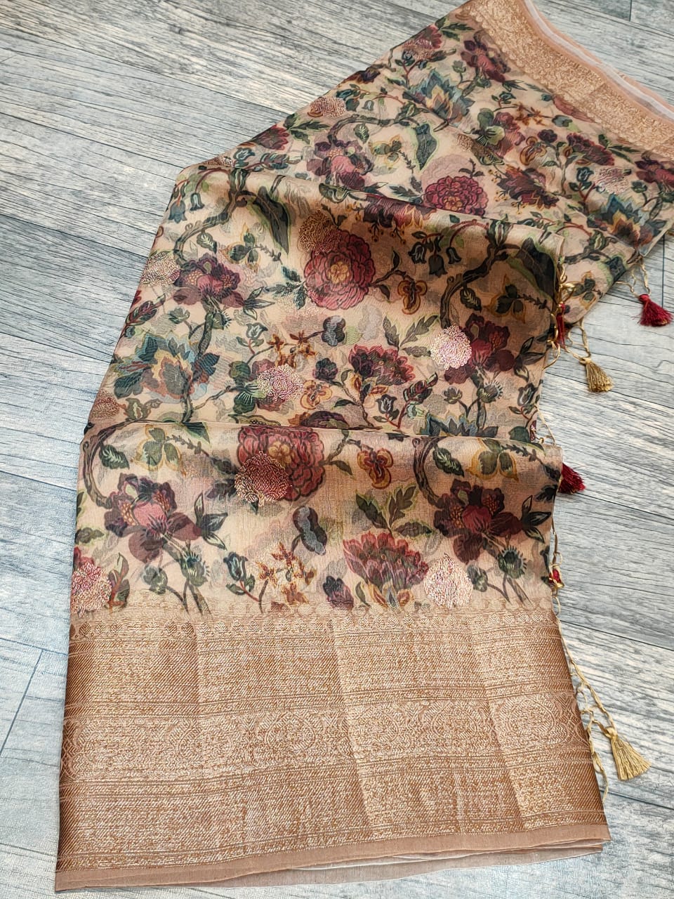 Pure Banaras Handloom kaduwa kora Organja silk saree