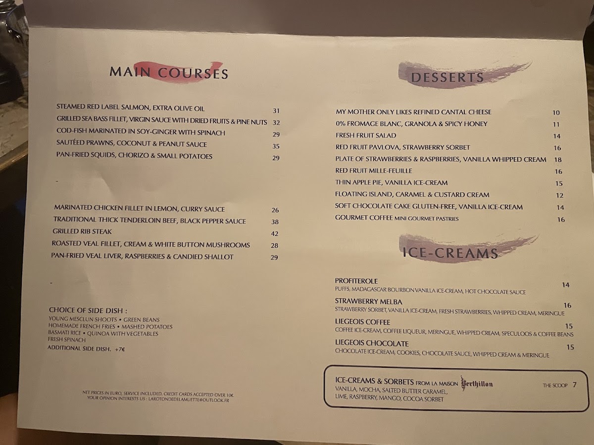 Menu in English