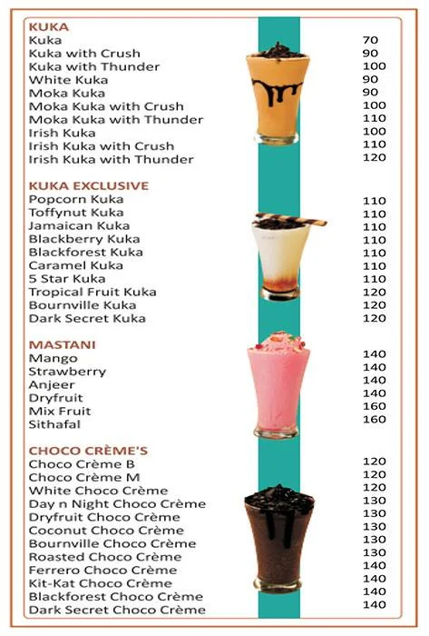 Cafe creme menu 