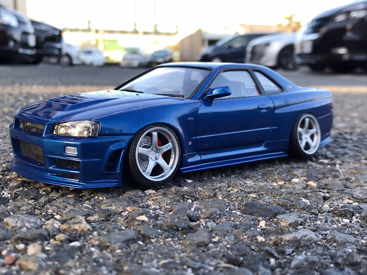 1/24 アオシマ スカイライン R34 GT-R 製作途中品