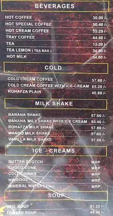 Indian Coffee House menu 