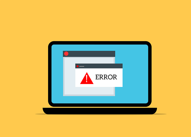 Illustration of a laptop showing error message on screen