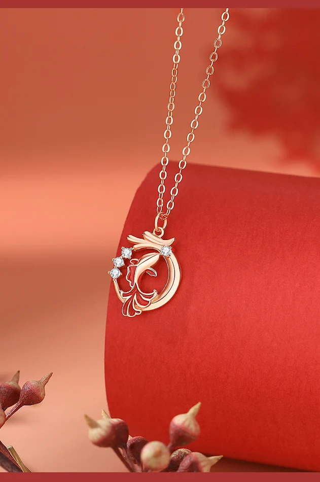 Zilveren Draak Jaar Koi Ketting Dames Sterling Zilver Chinese Zodiac Draak Hanger Rose Gold Sleutelbeen Ketting Nationale Mode