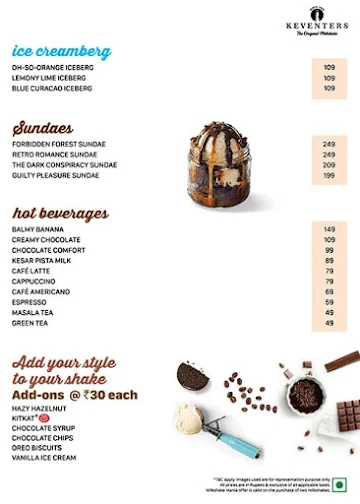 Keventers - Milkshakes & Desserts menu 