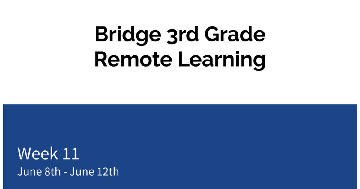 3rd Grade Remote Learning Slide 6/8