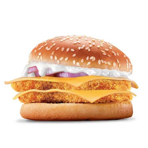 Crispy Chicken Double Patty Burger With Double Cheese Slice.