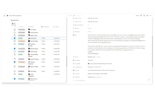 Save Twitter&Linkedin People to Notion CRM