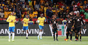 Themba Zwane of Mamelodi Sundowns celebrates goal during the Absa Premiership 2017/18 match between Mamelodi Sundowns and Kaizer Chiefs at Loftus Versveld Stadium in Pretoria, South Africa on 17 October 2017.