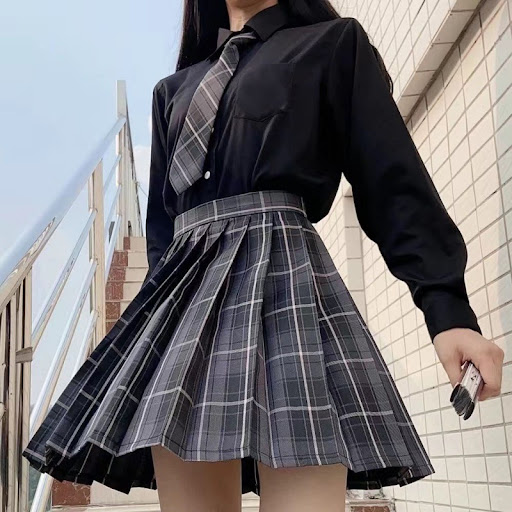 Title 4, Short high waist Japanese uniform pleated skirt...