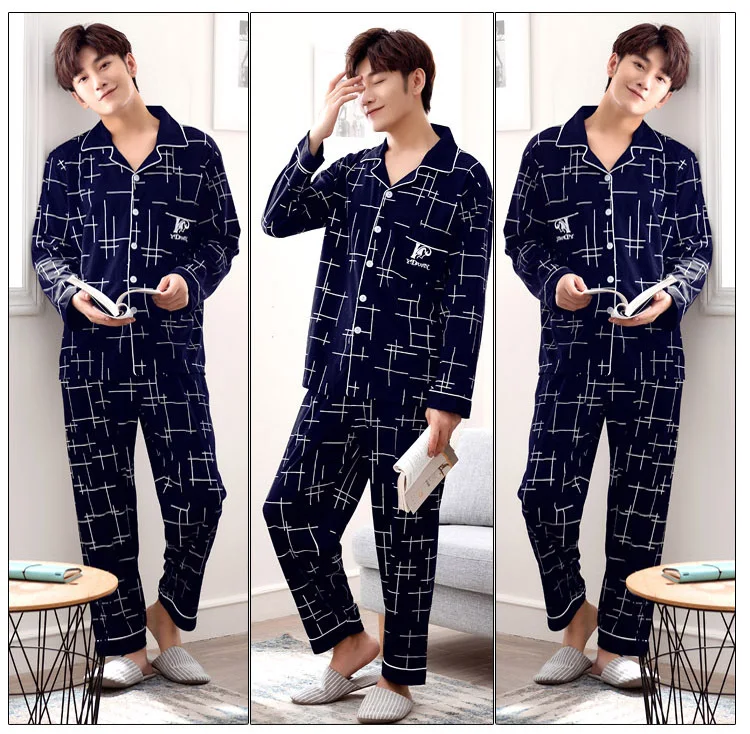 Title 5, Pyjama en coton pour homme Manches longues à ca...