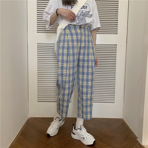 Title 1, High waist plaid casual pants offer a comfortab...