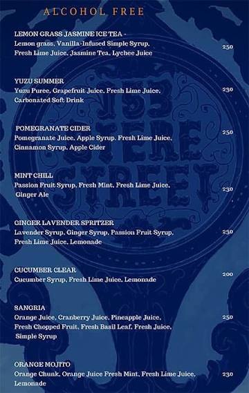 The Biere Club menu 