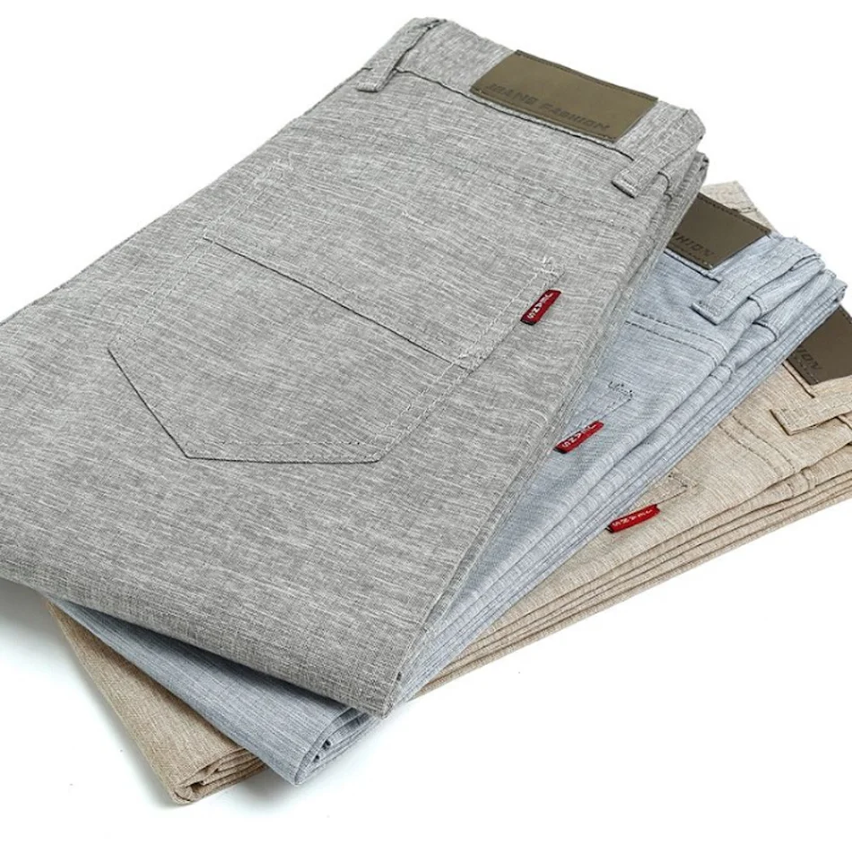 Summer thin ice silk linen casual pants
