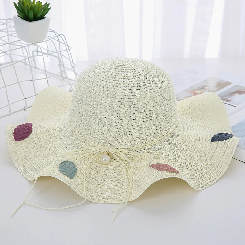 Chapeau de paille à grand bord ondulé pour femmes, voyage coréen