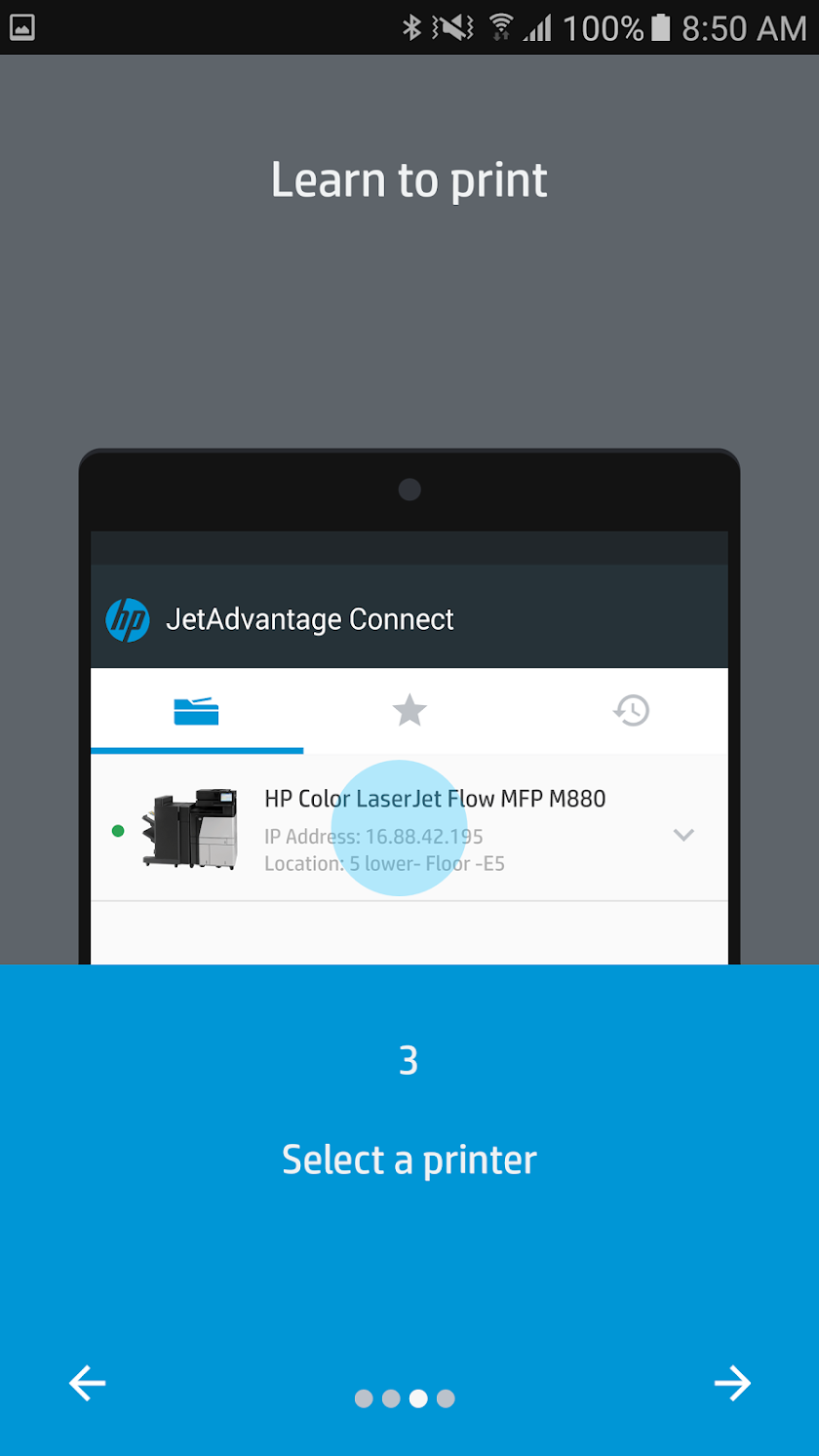 HP JetAdvantage Connect Screen 1