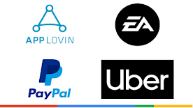 Logo Applovin, EA, PayPal, dan Uber