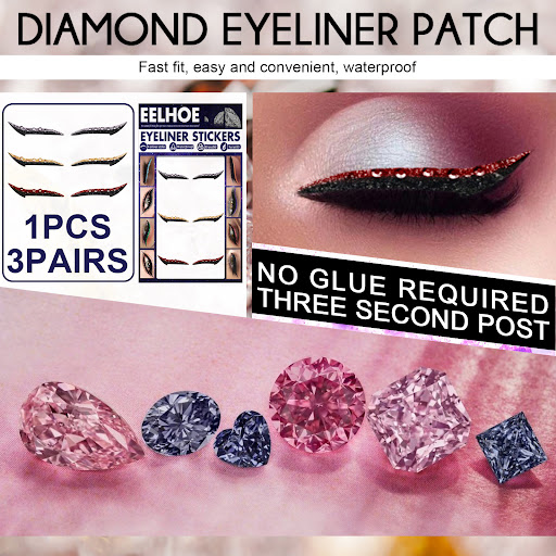 Title 2, Colored Diamonds Eyelid Line Sticker Waterproof...