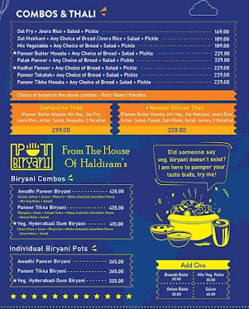 Haldiram's Restaurant menu 