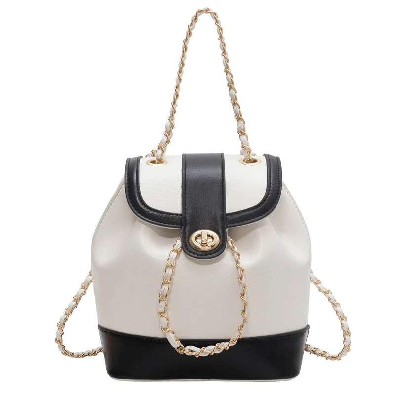 Dames Chain Rugzak One Shoulder Retro Oily Bucket Bag