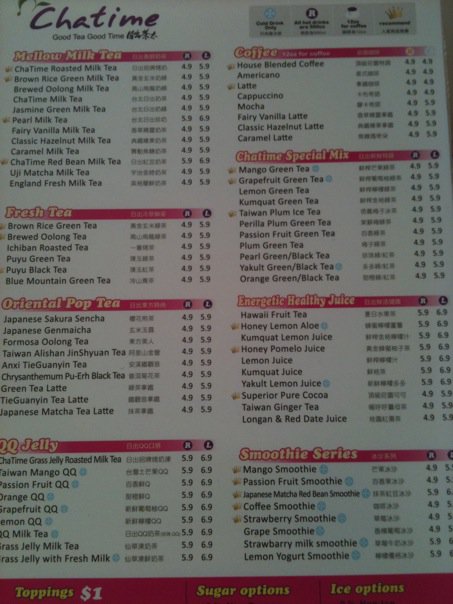 Menu Chatime Malaysia Food Restaurant Reviews