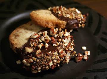 Chocolate-Dipped Pecan Shortbread Cookies