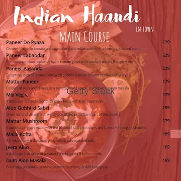 Indian Burger & Fast Food menu 