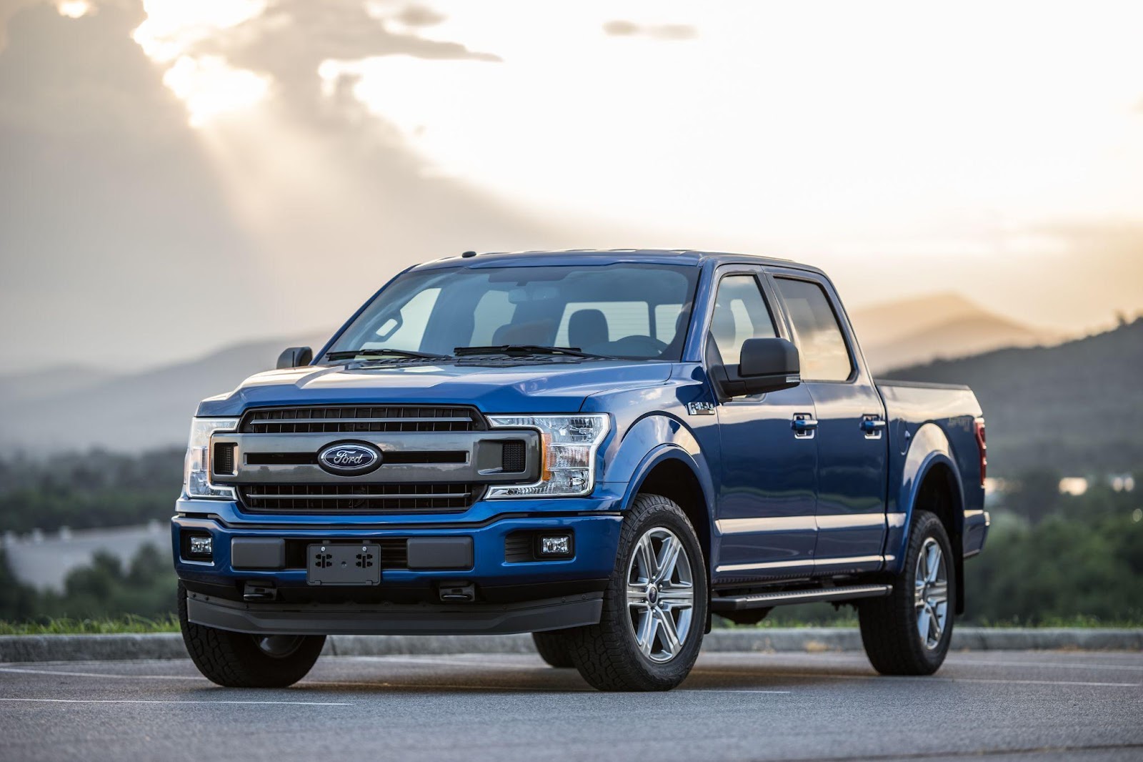 Blue Ford pickup truck