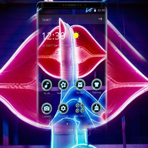 Red Neon Lips Theme