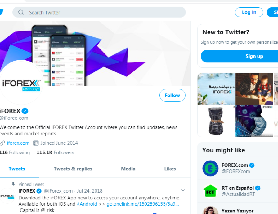 Twitter page of iFOREX