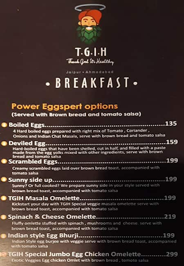 T.G.I.H - Thank God Its Healthy menu 