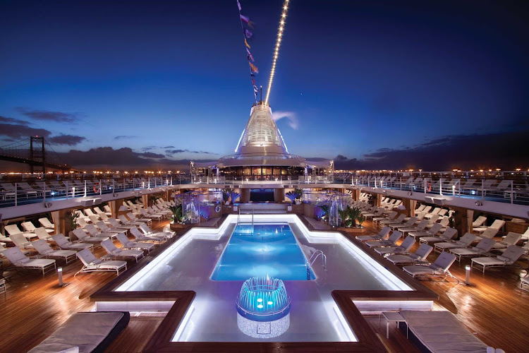 The expansive pool deck on Marina and Riviera from Oceania Cruises. 