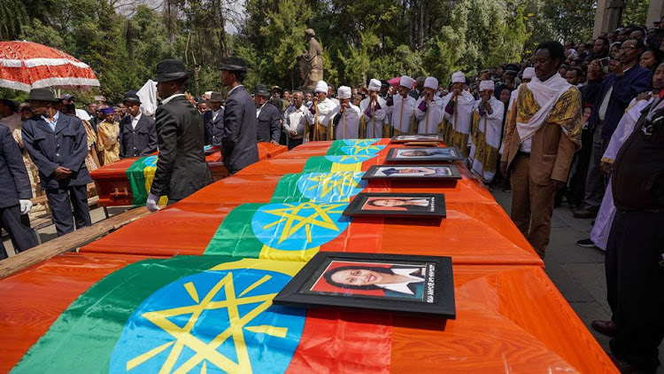 There was a large crowd at the Holy Trinity Cathedral in Addis Ababa