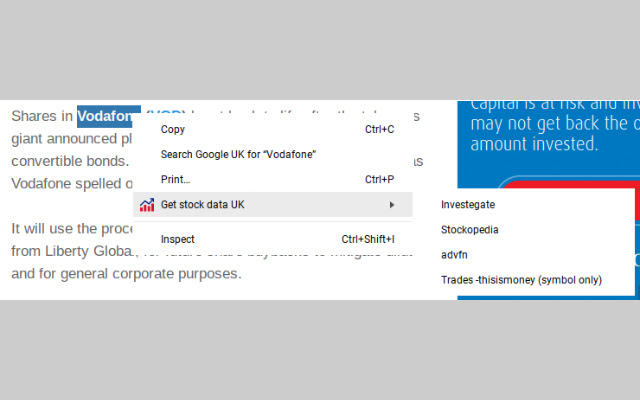 Get stock data UK chrome extension