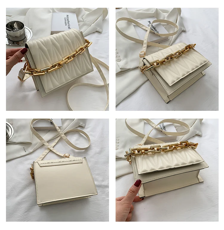 Getextureerde Diamond Chain One-shoulder Messenger Bag. Stijlvolle schoudertas met een uniek design, perfect voor dagelijks gebruik en speciale gelegenheden.