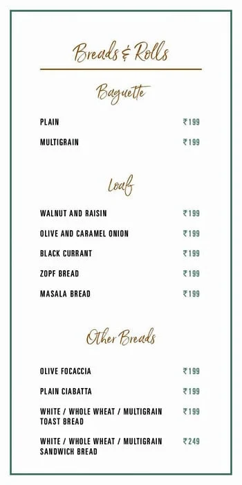 The Deli - The Den Bengaluru menu 