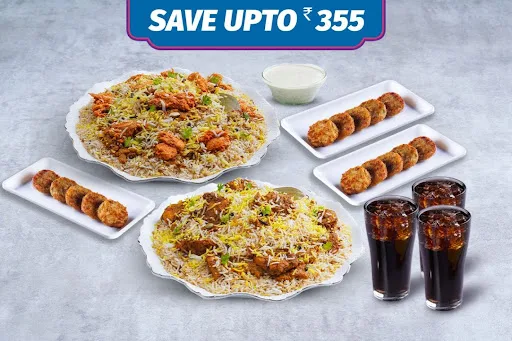 2 Non-Veg Kilo Biryanis + 3 Non-Veg Kebabs + 3 Beverages (Serves 5-6)