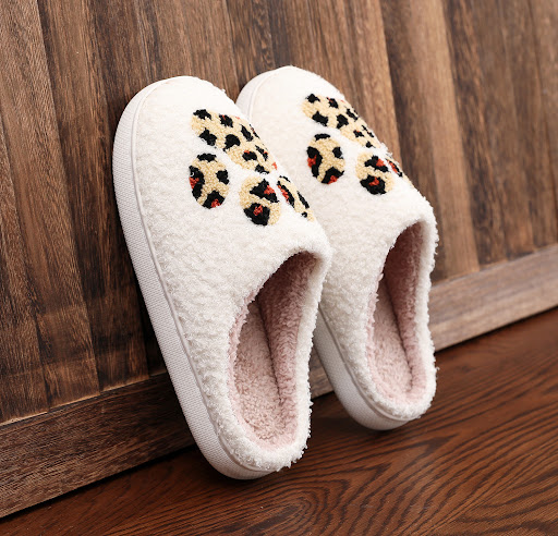 Title 4, Cartoon Leopard Print Cats Paw Cotton Slippers...