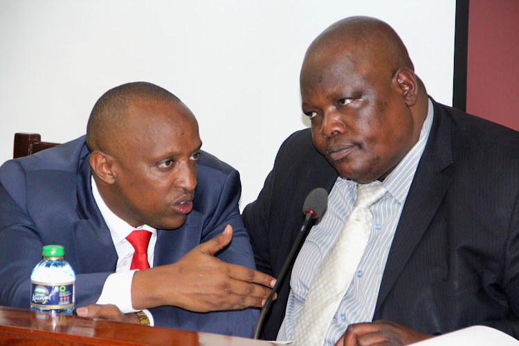 Nairobi County Assembly Majority leader Abdi Hassan Guyo and Minority leader Elias Otieno