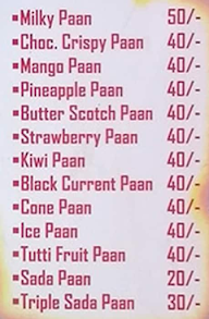 Mahender Paan menu 2