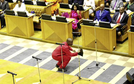 If looks could kill, EFF leader Julius Malema would be lying on parliament floor under the gaze of unamused ANC MPs Angie Motshekga and Lindiwe Sisulu on account of his flop vosho.